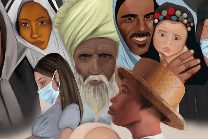 Painting of diverse people
