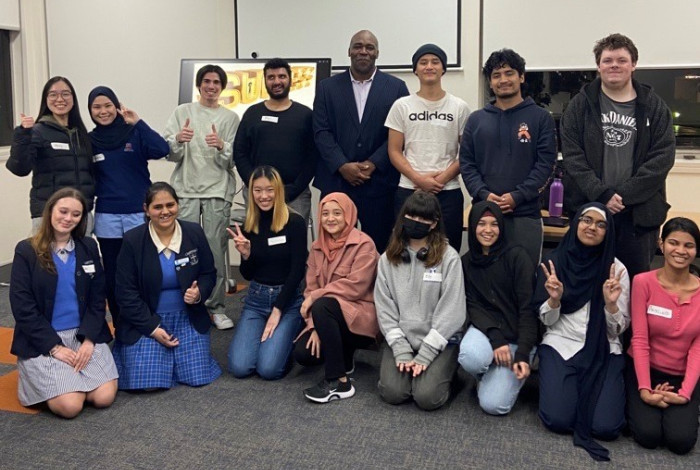 Young Leaders participants at a public speaking workshop