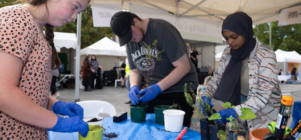 Young people at a gardening workshop 