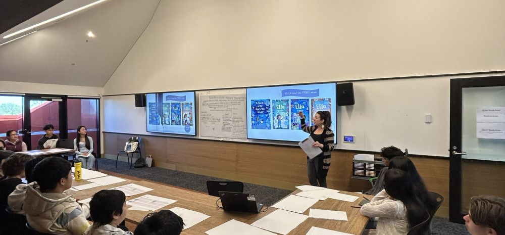 Author presenting at creative writing workshop