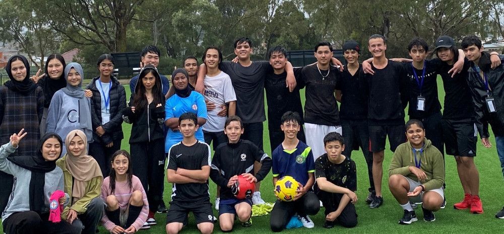 Group of soccer players smiling
