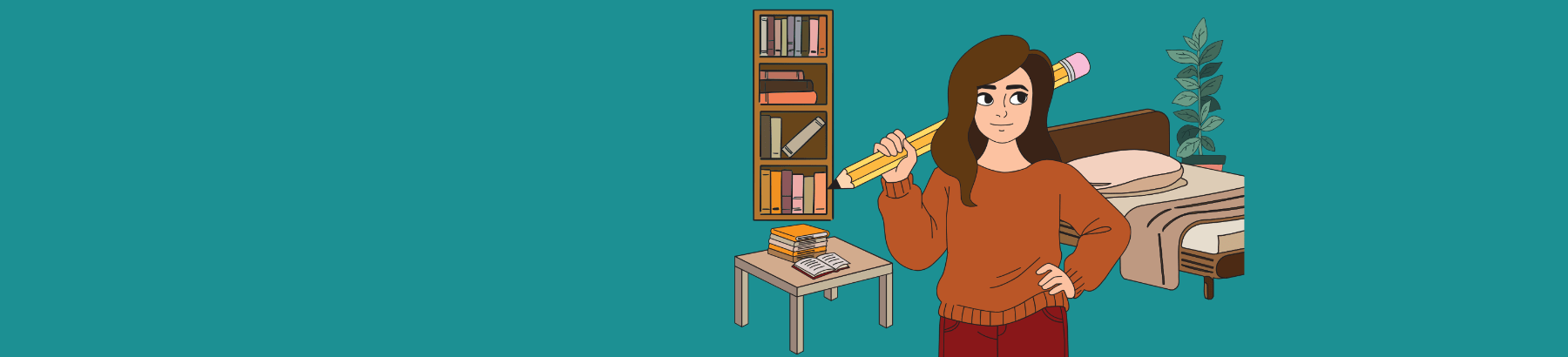 graphic of a girl with a pencil